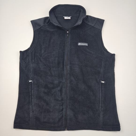 Columbia Full Zip Steens Mountain Fleece Vest Men's L Black Breathable Warmth - Picture 1 of 7